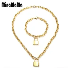 Панк замок из нержавеющей стали ювелирный набор-тройка подвеска-браслет-ожерелье замок ювелирные наборы для женщин мужчин мужские ювелирные изделия