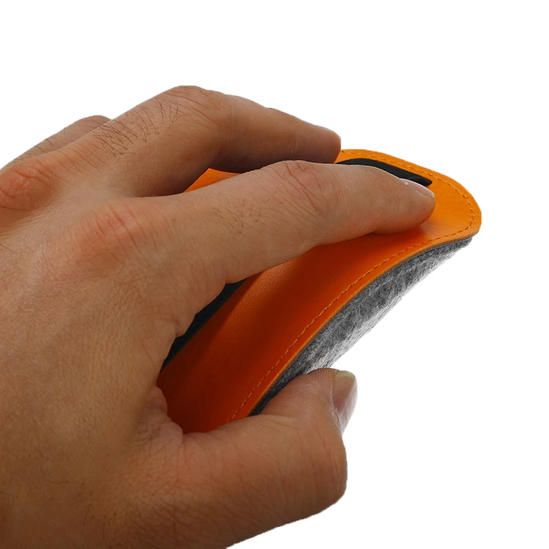 

Orange PU Leather Felt Mouse Pouch Case Dust Cover Mice Case Storage Bag for Apple Magic Mouse 2 LA003