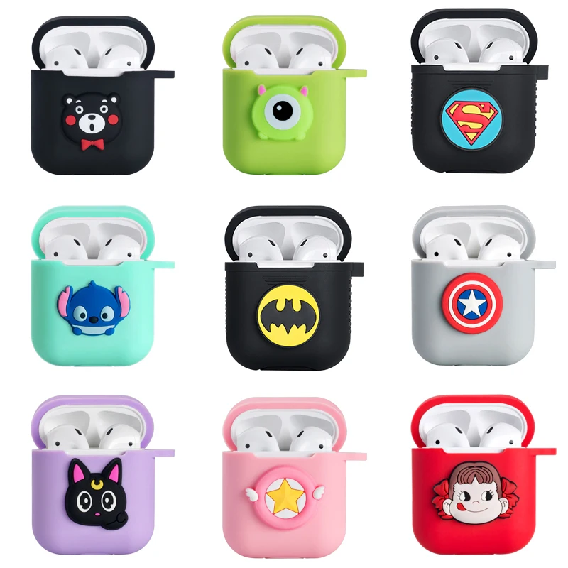 

Hot Super Cute Cartoon Stitch Minnie soft silicone Bluetooth Wireless Earphone Case For Apple AirPods Marvel kitten Box Headset