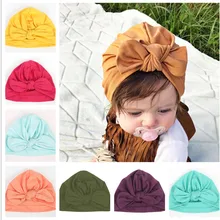 1 шт., новинка, Bebe, для девочек и мальчиков, мягкая шапка-тюрбан с бантиками и заячьими ушками, Шапка-бини, мусульманская индийская шапка, богемные тюрбаны с бантом, шапка