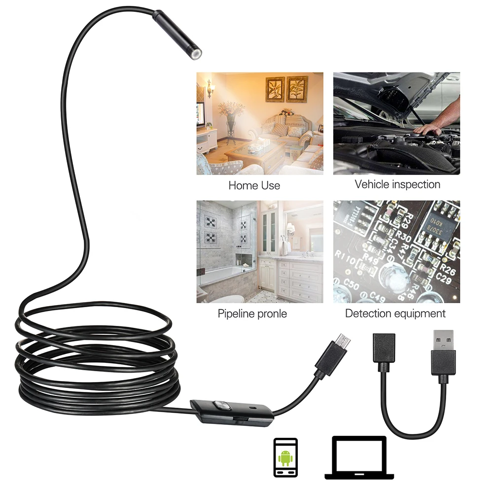 

5.5mm Android Endoscope Camera IP67 Waterproof Support OTG&UVC Smartphone Snake Mini Usb Endoscope For Car/PCB/EarDetection