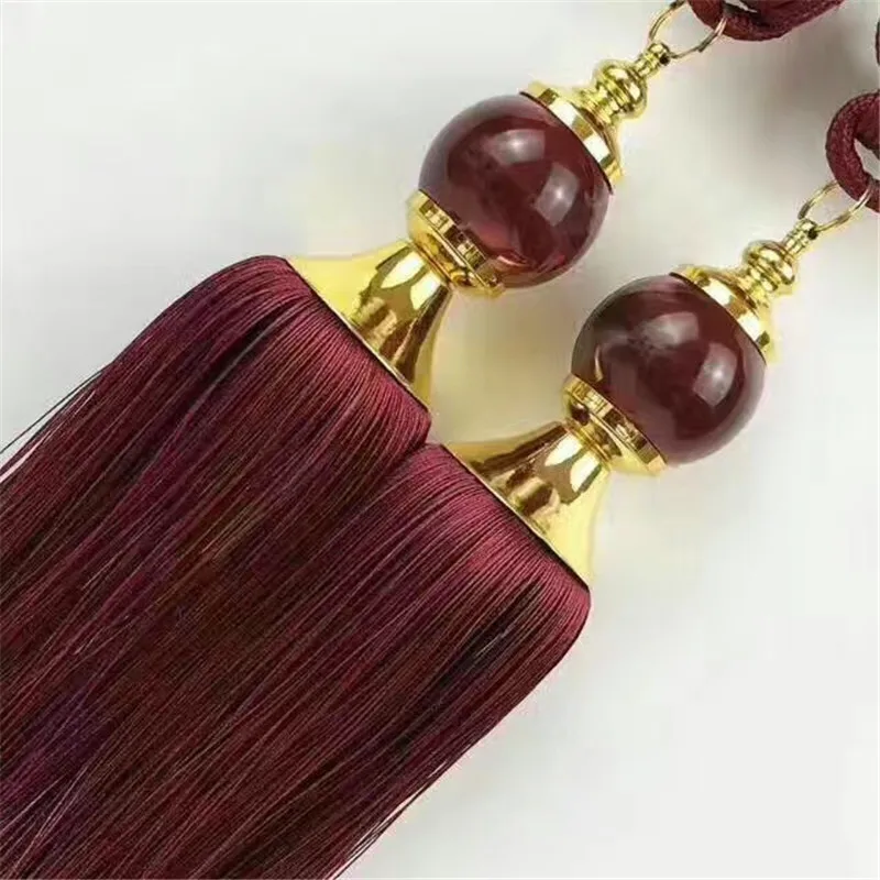 2Pcs Curtain Tassel Fringe Tie Backs Hanging Belt Ball Ropes Curtain Holdback Buckles Clasp Clips Curtain Accessories