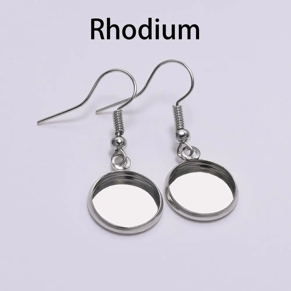 10pcs 10-25mm Tray Bezel Cabochon Earring Hook Blank Setting Round Pendant Ear Base Findings For DIY Glass Cameo Jewelry Making 