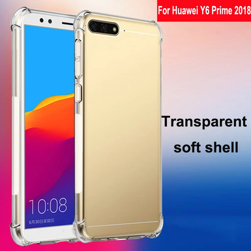 Чехол для Huawei Y6 Prime 2018 мягкий прозрачный чехол из ТПУ с подушкой безопасности