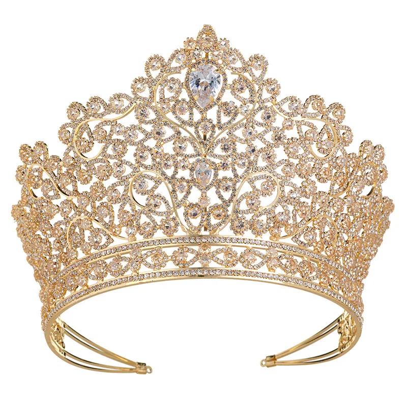 Hadiyana Роскошные Принцесса Ювелирные изделия диадемы и повязка в виде короны Новая любовь Свадебные большие аксессуары для волос, корона для женщин HG6010