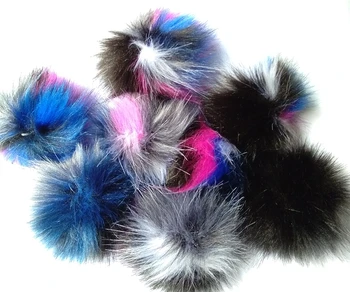 

12pcs/lot Faux Raccoon fur Pompon 10cm Pompom Irregular Color Combinations Pendant Jewelry Accessories Handicraft Hot Sale
