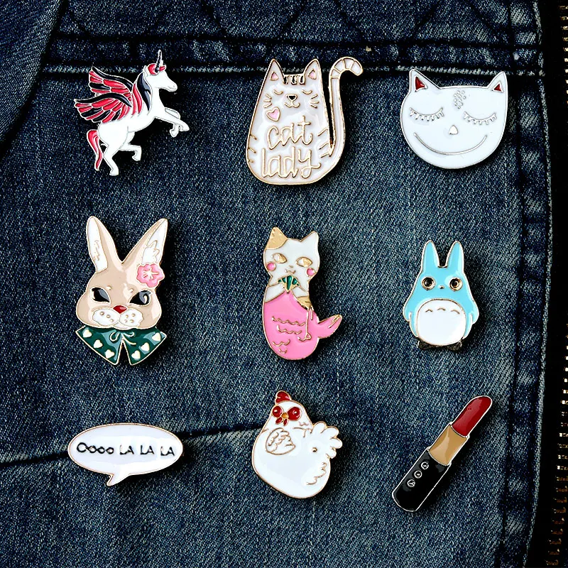 

Sweet and lovely brooch cat Pegasus rabbit coat denim with accessories alloy metal brooch shawl scarves pin female accessories