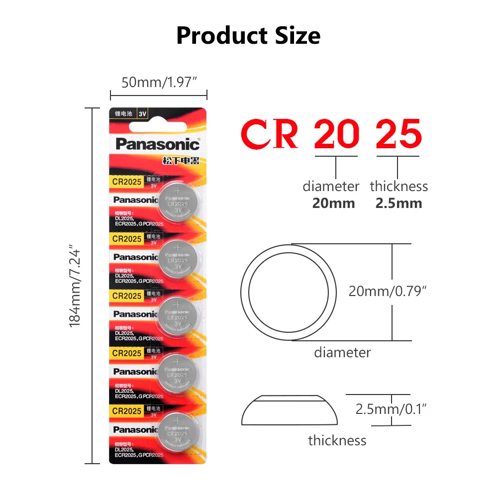 2 шт. бренд для PANASONIC cr2025 ECR2025 BR2025 DL2025 KCR2025 LM2025 3 В литиевая батарейка для часов