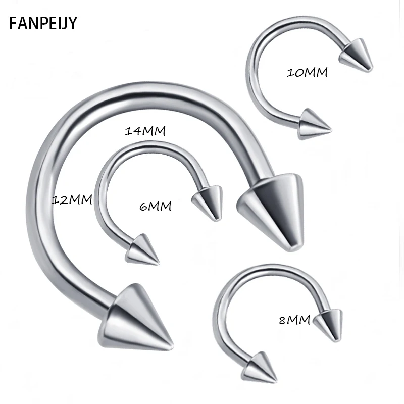 Fanpeijy унисекс Нержавеющая сталь обруч "Подкова" ушной хрящ Хеликс кольца для пирсинга перегородки носа округлые микроштанги серьги 16 Калибр, Ювелирное Украшение для тела - Окраска металла: Родиевое покрытие