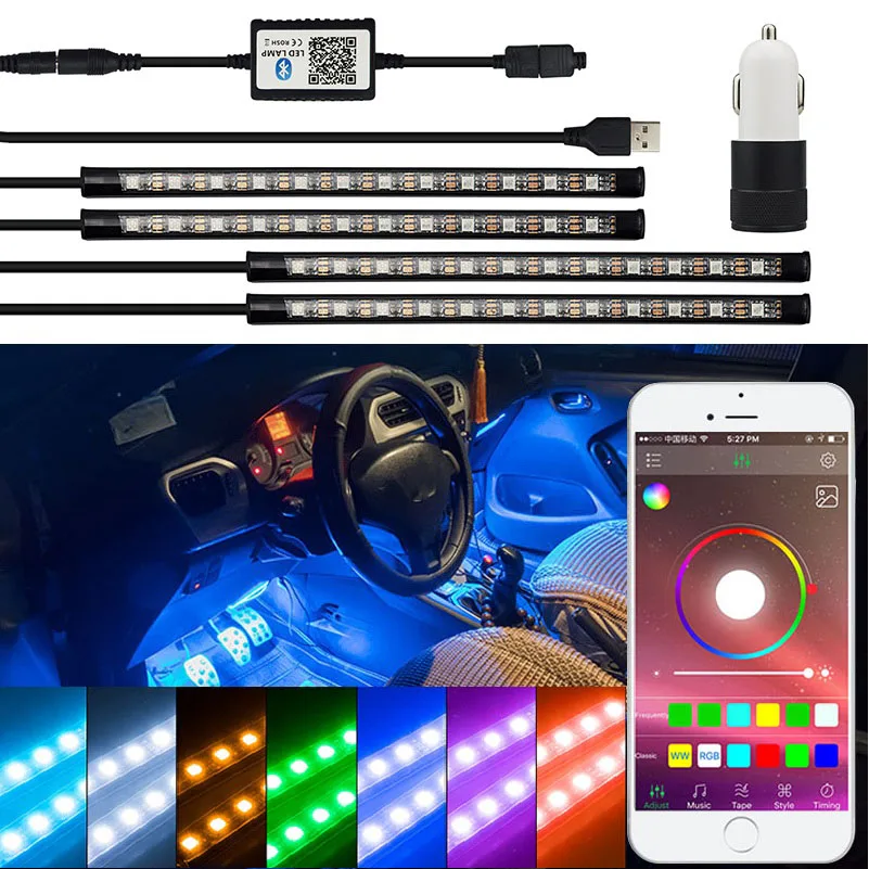 

LED Strip RGB Remote Control Car Decorative Atmosphere Light For Mercedes Benz W220 W213 W176 ML CLK W201 W208 W123 W164 SLK
