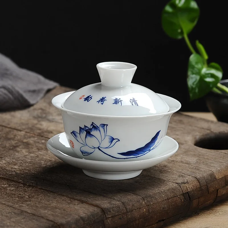 Белый фарфоровый чайный сервиз gai wan, красивый и легкий чайный сервиз из костяного фарфора, чайный сервиз Dehua gaiwan, фарфоровый сервиз для путешествий - Цвет: 03