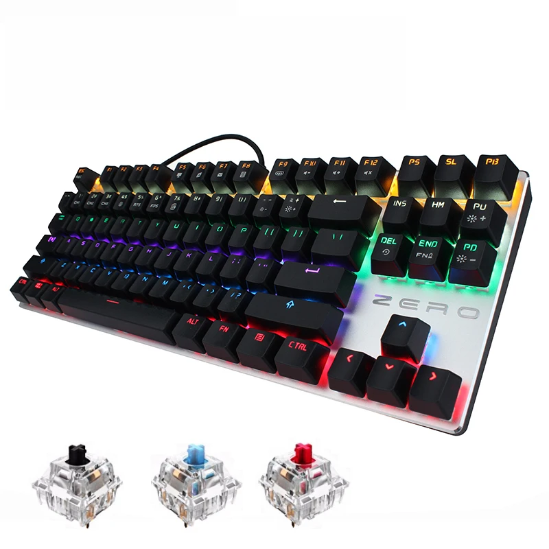 

Metoo Edition Mechanical Keyboard Anti-ghosting 87/104 keys Backlit Black Blue switch wired Gaming Keyboard for Tablet Desktop