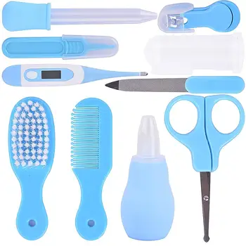 

10Pcs/Set Portable Baby Health Care Kit Kid Newborn Thermometer Hair Comb Nail Scissors Thermometer Brush Safety Care Set