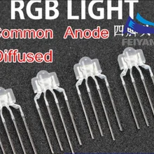 100 шт 3 мм RGB led рассеянный 4-контактный многоцветный dip светодиодная лампа 2,6*3,5*6,5 мм общий анод полноцветный светодиодный светильник диод для клавиатуры