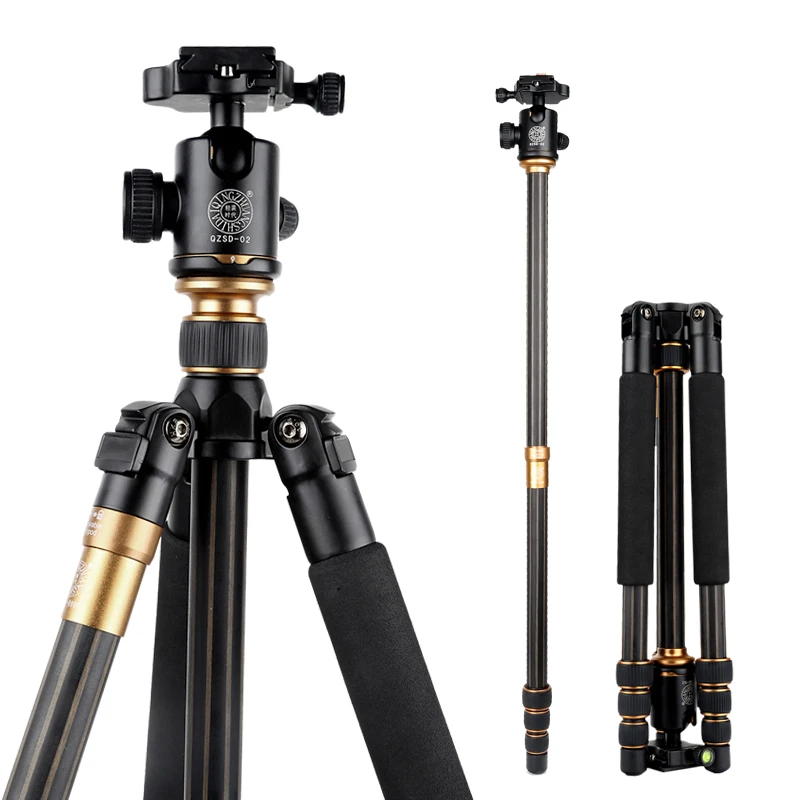 

QZSD Q999C Professional Camera Tripod Kit Photographic Portable Carbon Fiber gorillapod Monopod With Ball head For DSLR Camera