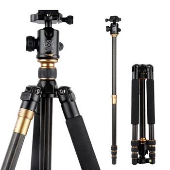 

QZSD Q999C Professional Camera Tripod Kit Photographic Portable Carbon Fiber gorillapod Monopod With Ball head For DSLR Camera