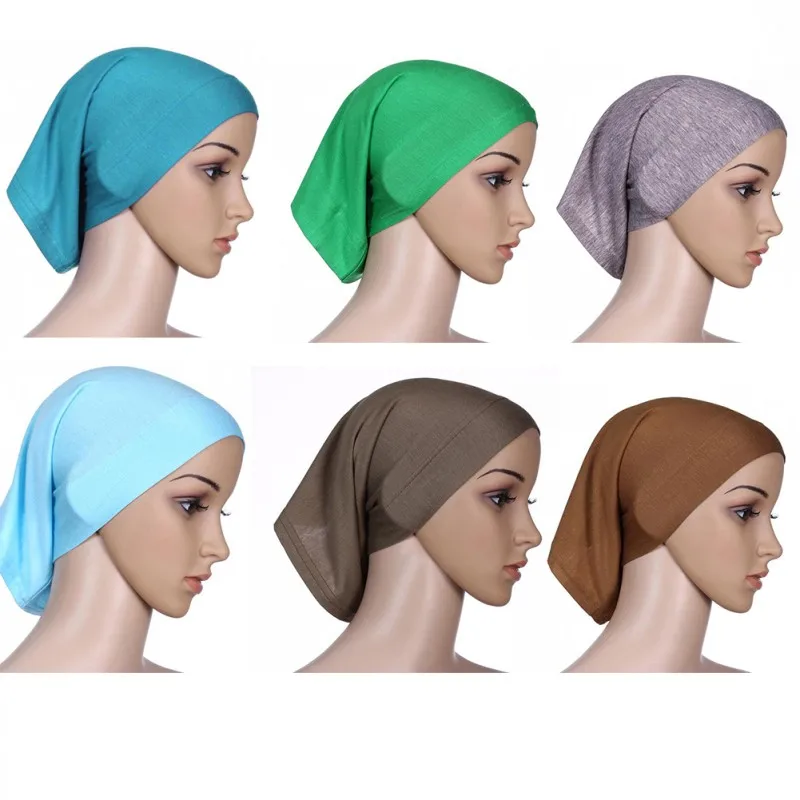 Мусульманский шарф-хиджаб шарф Мерсеризованный ватный цилиндр Кепка TC30 Женская крышка головной платок под головной платок шляпа
