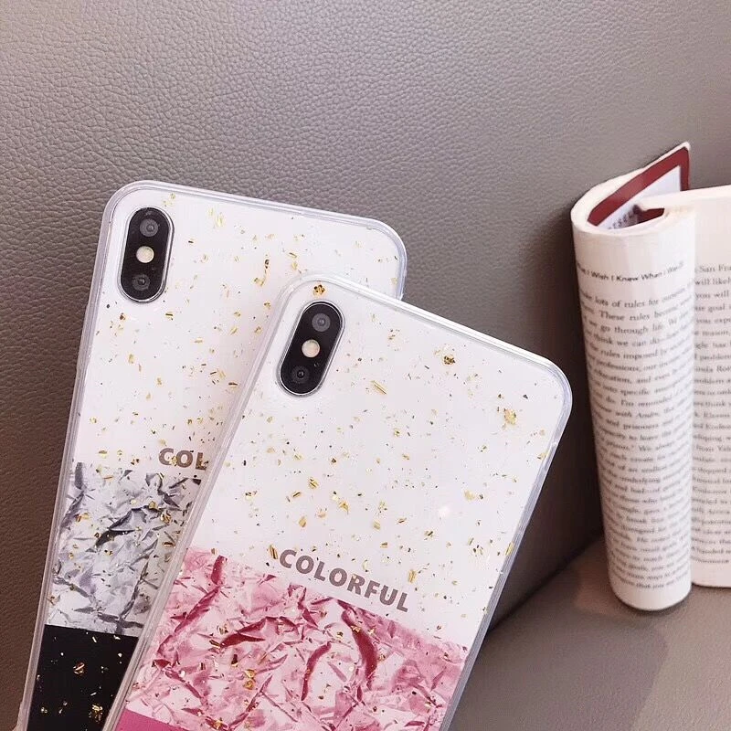 HUANQINGNew Flashpowder gold foil anti-soft rubber For XSMAX 7 Plus 6 6 S 6 Plus 8 Plus 8 Plus X XRmobile phone shell0