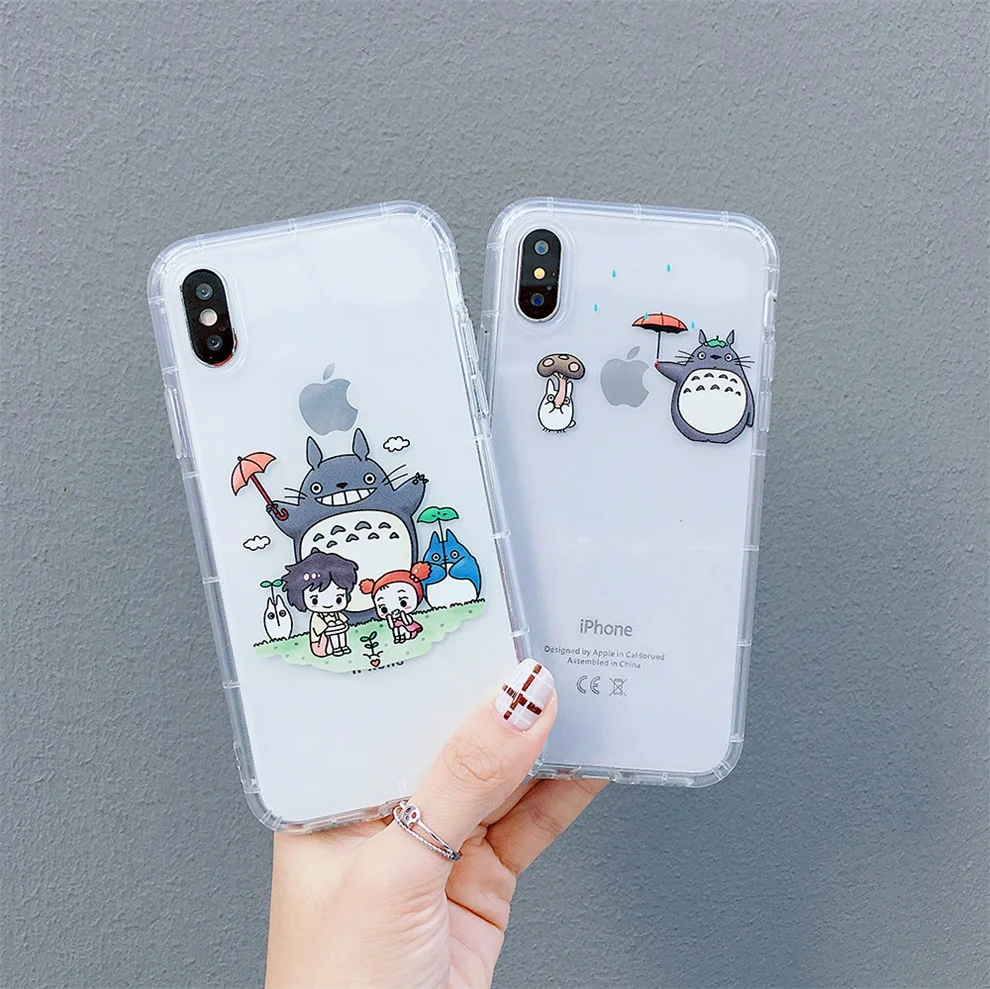 

DTFQ Japan Cartoon Totoro Cute Lovely Phone Case Stylish Anti-knock Clear Soft TPU Back Cover for iPhone 6s 7 8 Plus Xs Max XR