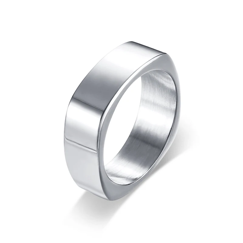 Vnox стильные 7 мм квадратной формы мужские кольца высокого качества из нержавеющей стали мужские панк ювелирные изделия черного, серебряного, золотого цвета - Цвет основного камня: Silver