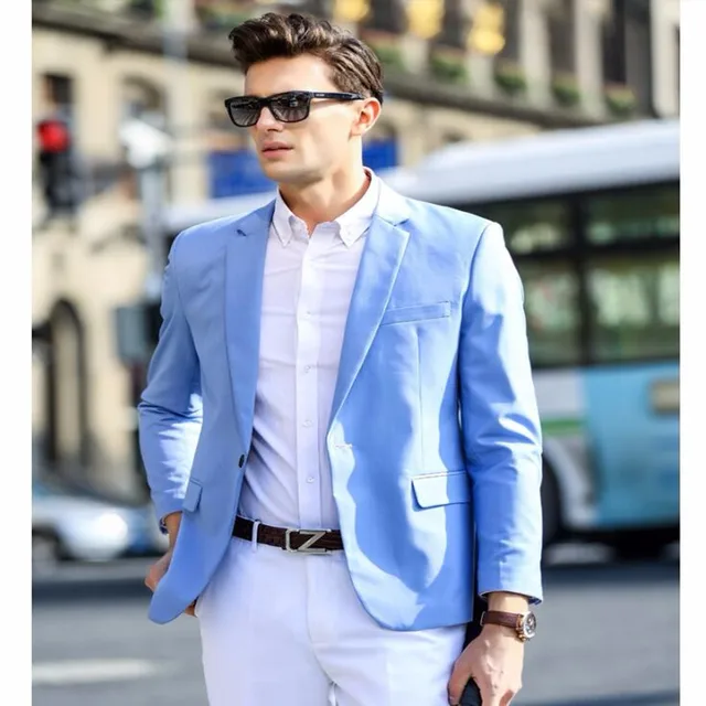 2017 Spring New Style Youny Mens Light Blue Suits For Daily Work Wear ...