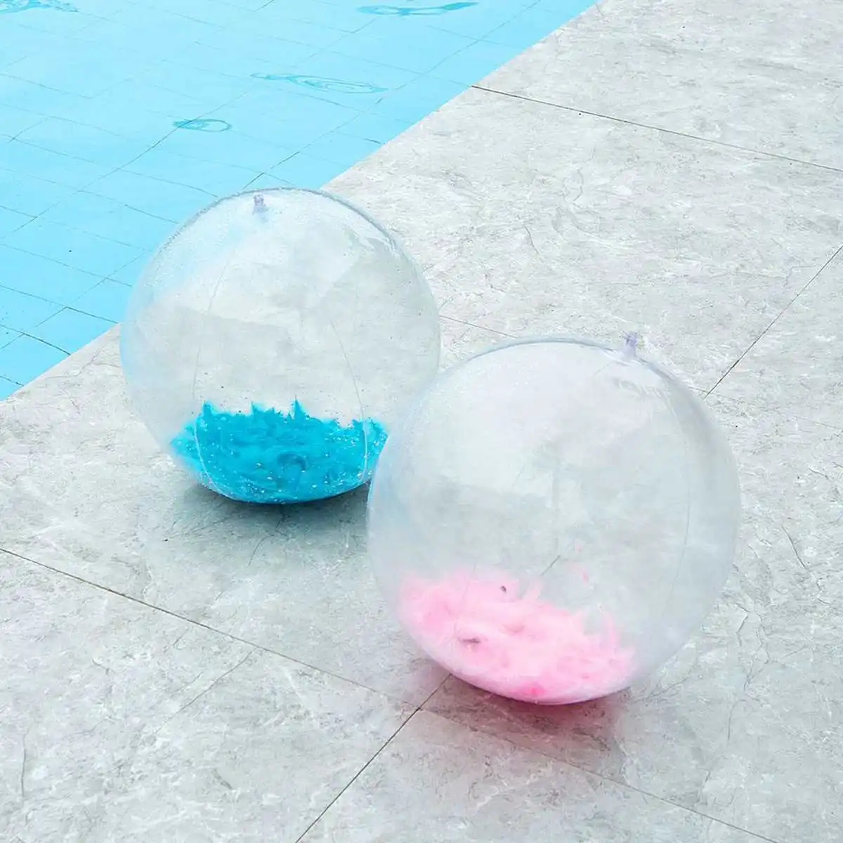 60.9cm Feather Inflatable PVC Swimming Beach Ball Floating Play Ball for Outdoor Lawn Summer Game Children's Toy