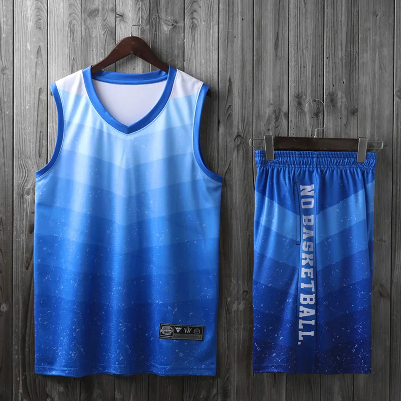 Мужские, женские, Детские баскетбольные майки, костюм, баскетбольная форма, комплект футболки, спортивная одежда, спортивный костюм, футболка с принтом на заказ - Цвет: 1960 blue set