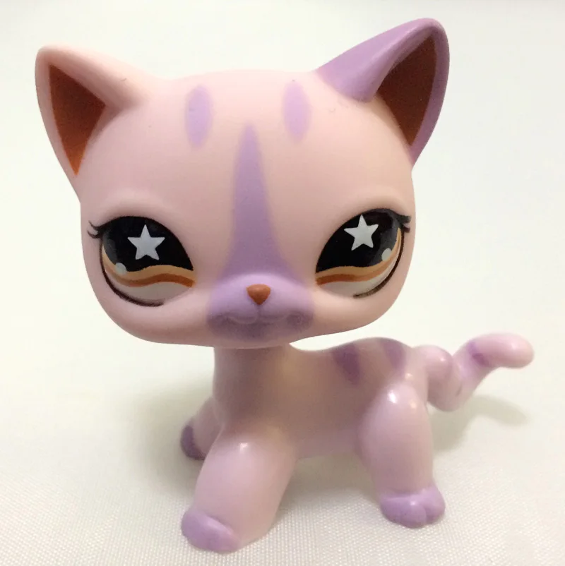 89 Lps настоящий редкий pet shop игрушки прекрасный Редкий черный Кот Голубые глаза белый розовый блеск котенок животные Детский подарок - Цвет: 89