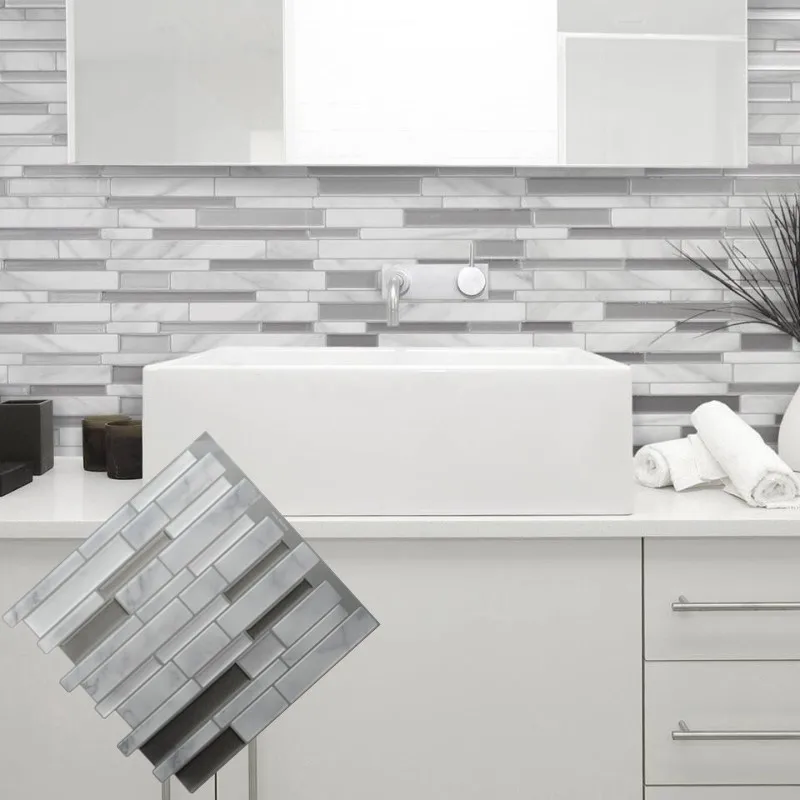 Peel Stick 3D Auto Adhesivo Mosaico Azulejo De La Pared Pegatina Luz 