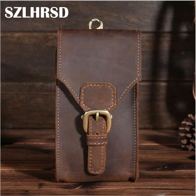 

6.0inch Genuine Leather Mobile Phone Cover Case Pocket Hip Belt Pack Waist Bag Father Gift for Huawei Mate 20 Lite Honor 9N