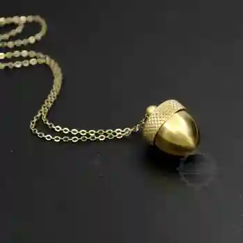 

20x25mm raw brass antiqued silver bronze acorn nut locket memorial vial cremation urn secret stash canister necklace 6300003