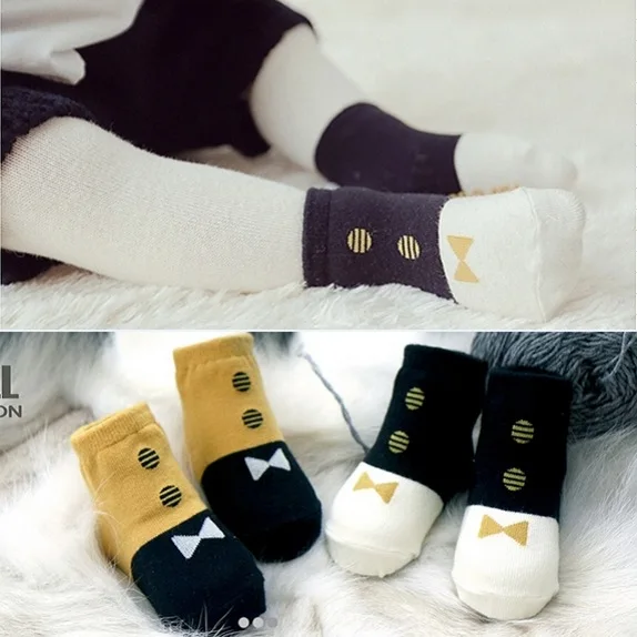 Новинка модный корейский стиль теплые хлопчатобумажные носки для детей с рисунков в виде галстука