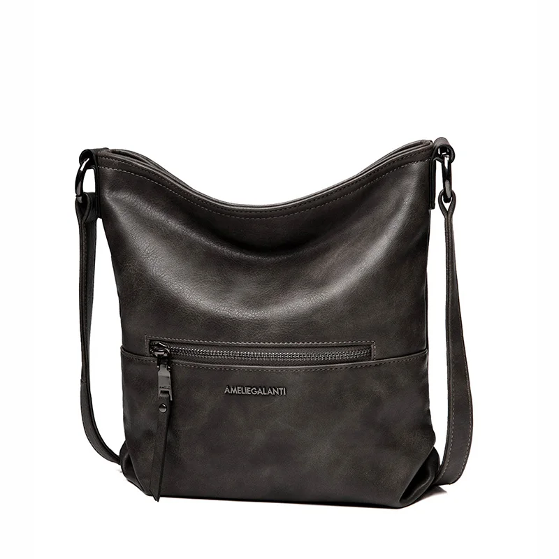 AMELIE GALANTI карман на молнии большой для женщин кожа Crossbody плеча сумки большой вместительные сумки сумка из искусственной кожи Хобо - Цвет: d grey