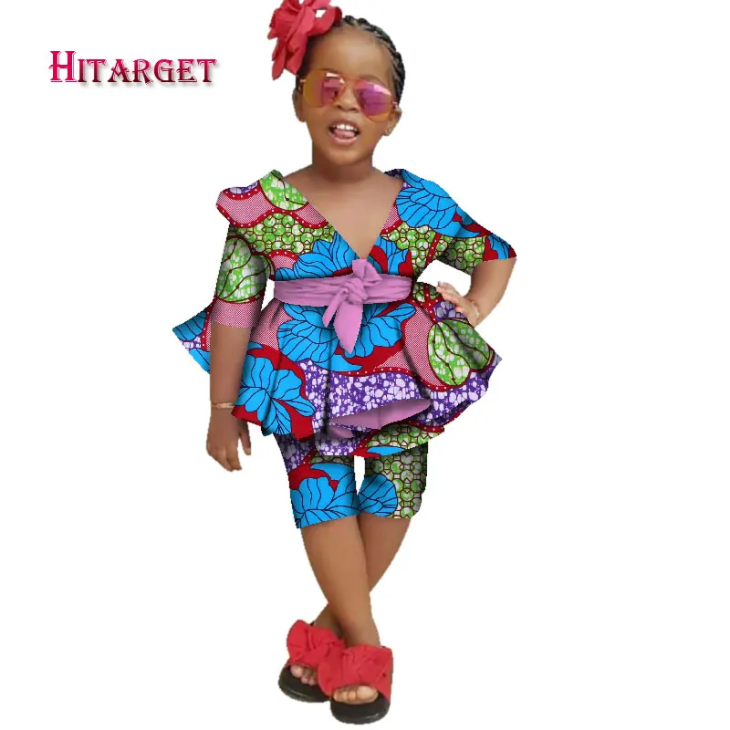 Одежда в африканском стиле милый детский топ в африканском стиле для девочек+ традиционные брюки Дашики хлопок Африканский принт натуральный девочка 2 шт. wyt281