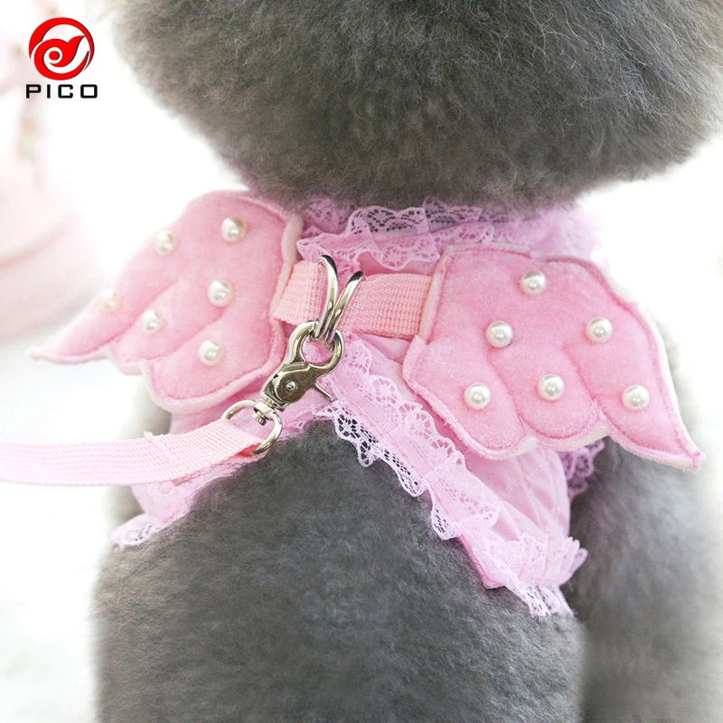 

Pet leash angle dog leads puppy rhinestone harness dog accessories for small dogs XS-L size cute animal leash rope ZL289
