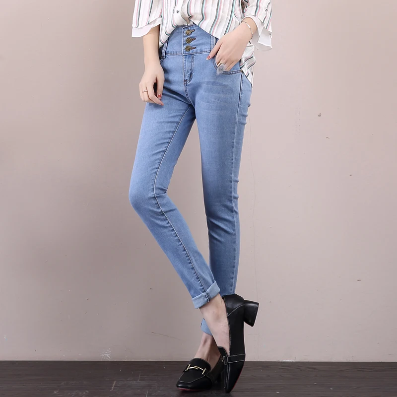 

Color Blue 2017 New Fashion Jeans Womens Slim High Waist Elastic Skinny Denim Long Pencil Pants Sexy Woman Jeans Camisa Feminina