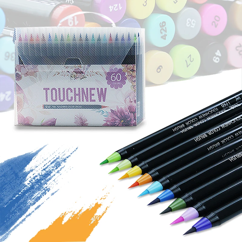 

TOUCHNEW Soft Brush Markers Pen Set Sketch Brush Markers Alcohol Based Markers Manga Drawing Animation Design Art Supplies
