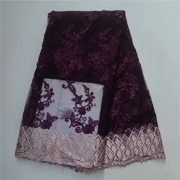 

Latest African Lace Fabric 2018 African French Lace with beaded Embroidery African Tulle Lace Fabric For Women Party -J5