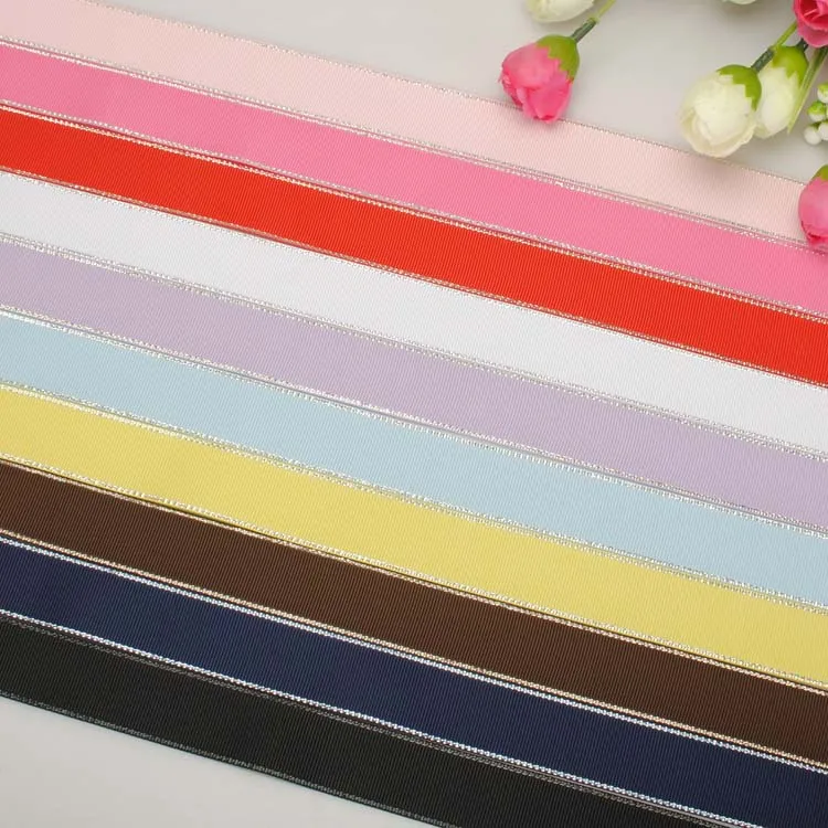 

multicolor color silver edged grosgrain ribbon 1'25mm silver edged grosgrain ribbons set,each 1 yard set GSW025010
