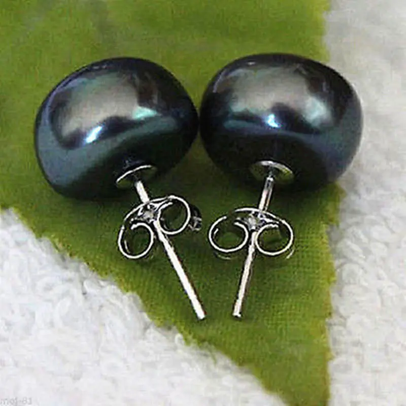 

hot sell new - Hot sale new Style >>>>Sterling Silver black Freshwater Pearl Stud Earring 11-12mm
