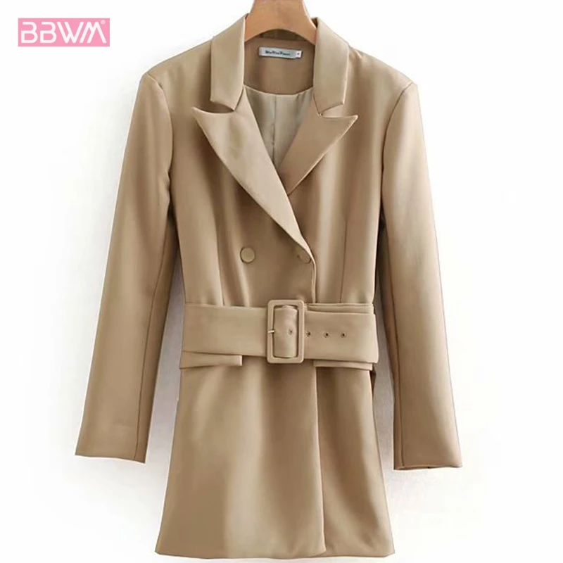 

Fashion belt with double-breasted long coat 2019 spring new product waist temperament ladies shirt trench coat