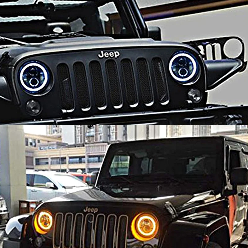 7 Inch Round LED Headlight 7 Projector Headlamp Turn Signal Light For Jeep Wrangler Hummer lada niva 4x4 Suzuki Samurai (12)