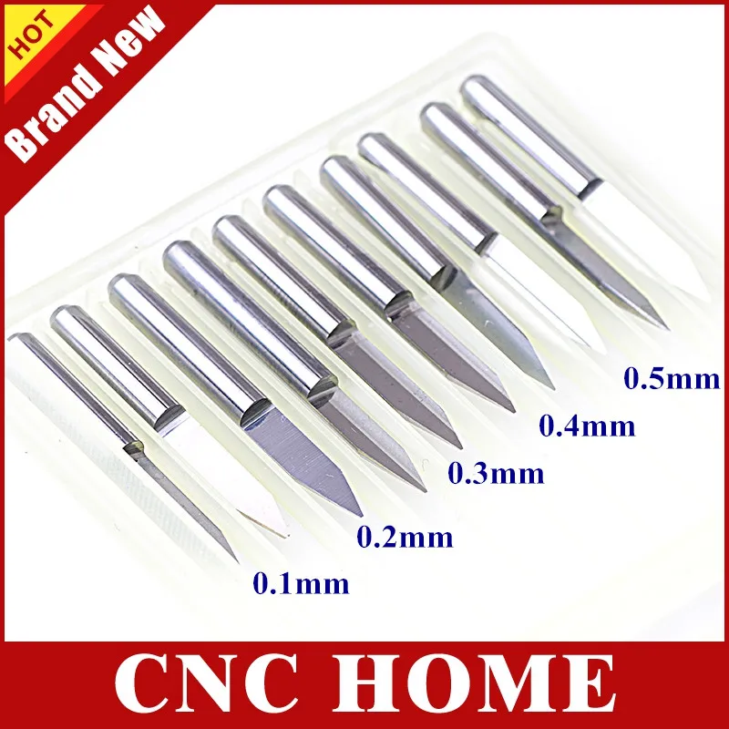 10pc 30 Angle Tip-0.1, 0.2, 0.3, 0.4, 0.5MM cnc router bit v woodworking engraving bits Tungsten Carbide Wood Milling Cutter Set