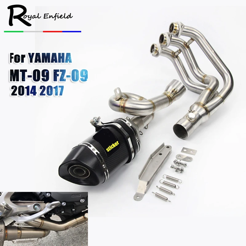 

For Yamaha MT09 mt-09 2014-2018 2017 MT 09 Motorcycle full exhaust system slip-on stainless steel modified long middle link pipe