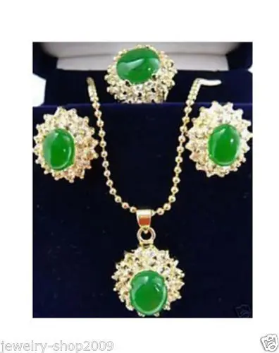 

Hot selling@> FREE SHIPPINGTitle282 Jewelry blue jade necklace earring sets +chain Natural jewelry -Bride jewelry free shipping