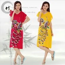 Новинка, женская сексуальная одежда для сна, халат, длинная одежда для сна, платье в стиле павлина с цветочным принтом