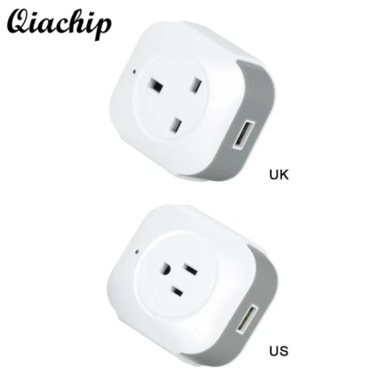 

QIACHIP UK US Plug WiFi Wireless Smart Home Socket App Remote Control Work with Amazon Alexa Google Home Outlet