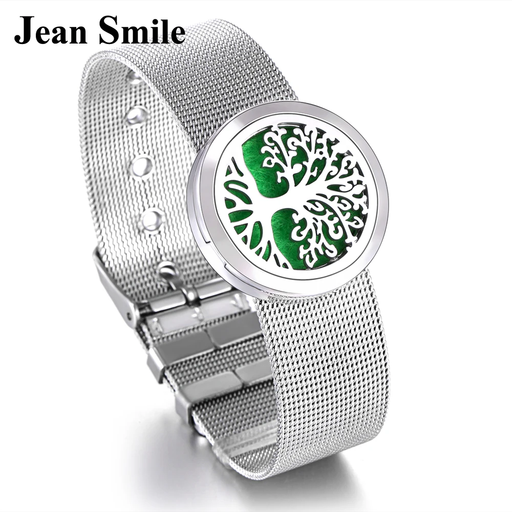 

New Aromatherapy Bracelet Jewelry Tree of Life Stainless Steel Perfume Essential Oil Diffuser Watch Band Magnetic Bracelet