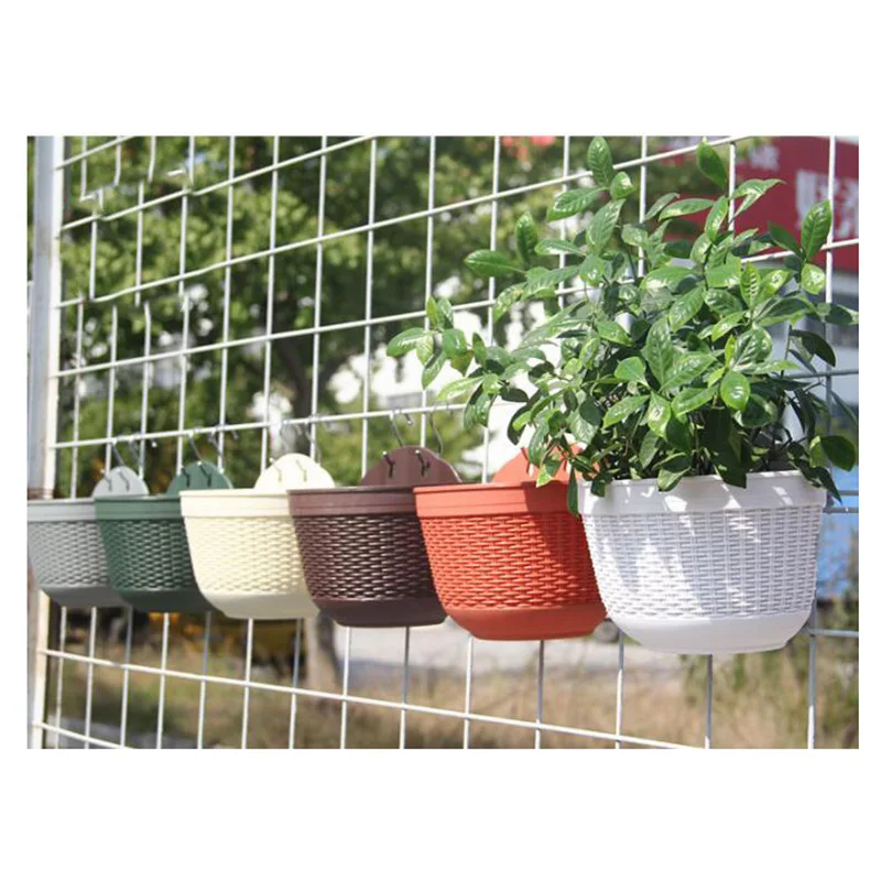 Flexible Resin Flowers Pot Wall Fence Hanging Balcony&Garden Patio Planter Decor