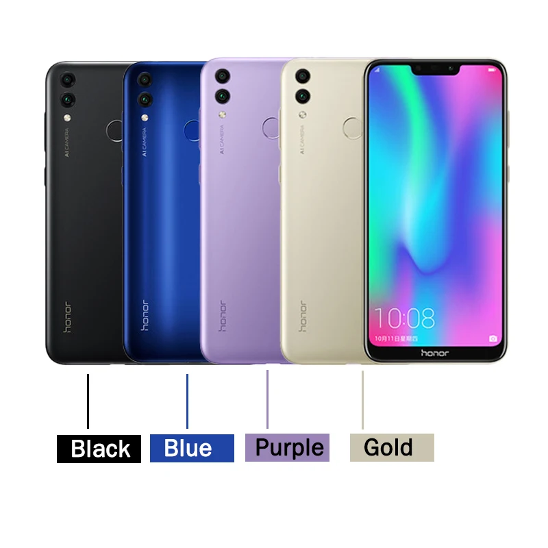 Продажа Оригинал honor 8C 6.26in распознавание лица Snapdragon 632 Восьмиядерный фронтальный 8.0MP двойная задняя камера 4000 мАч 3 слота дл